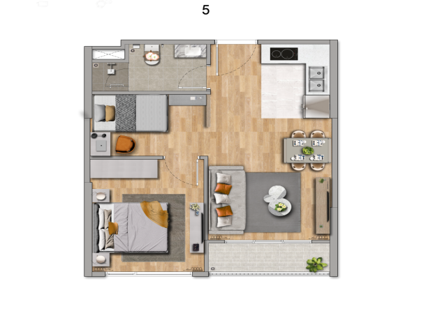 Thiết kế căn hộ 1 phòng ngủ Imperia Long Biên